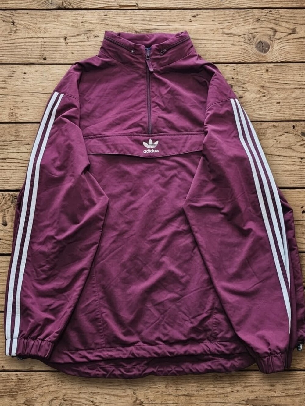 Adidas Originals Anorak Windbreaker Pullover Jacket Maroon Burgundy Mens XL